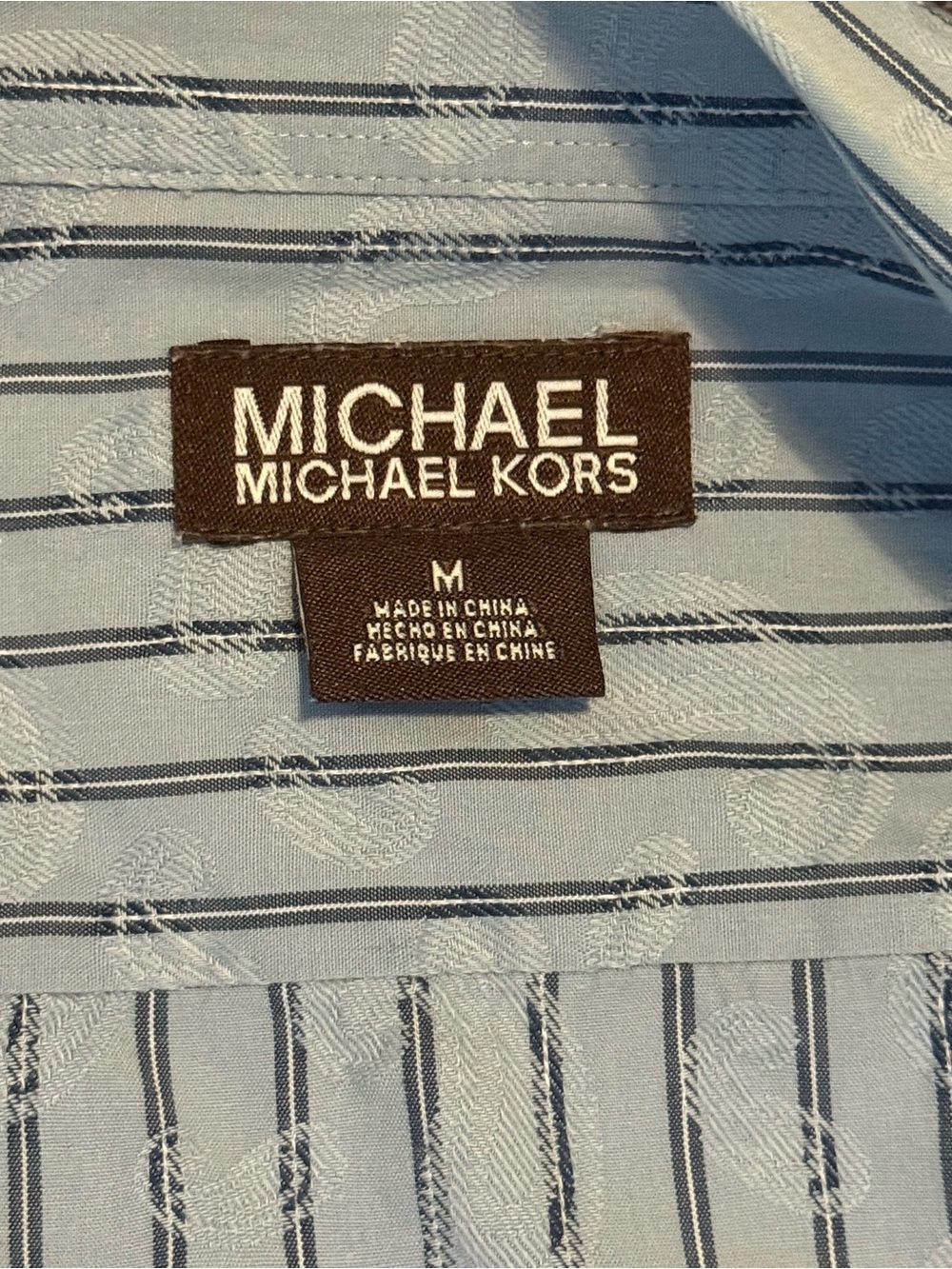 MICHAEL Michael Kors Light Blue Shirt with Navy Stripes